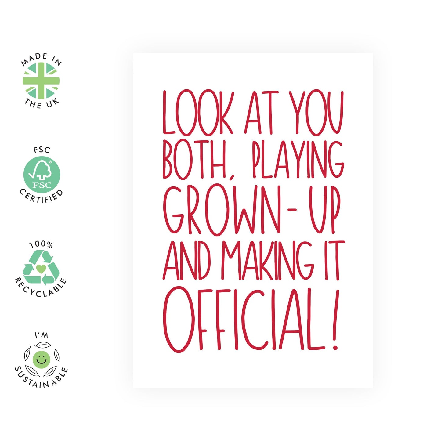 Funny Wedding Celebration Card - 'Playing Grown Up' - Gifts for the Bride, Groom, Best Friend, Bestie, BFF, Sister, Bruv, Mate, Brother, Cousin - Congrats - Comes with Fun Stickers