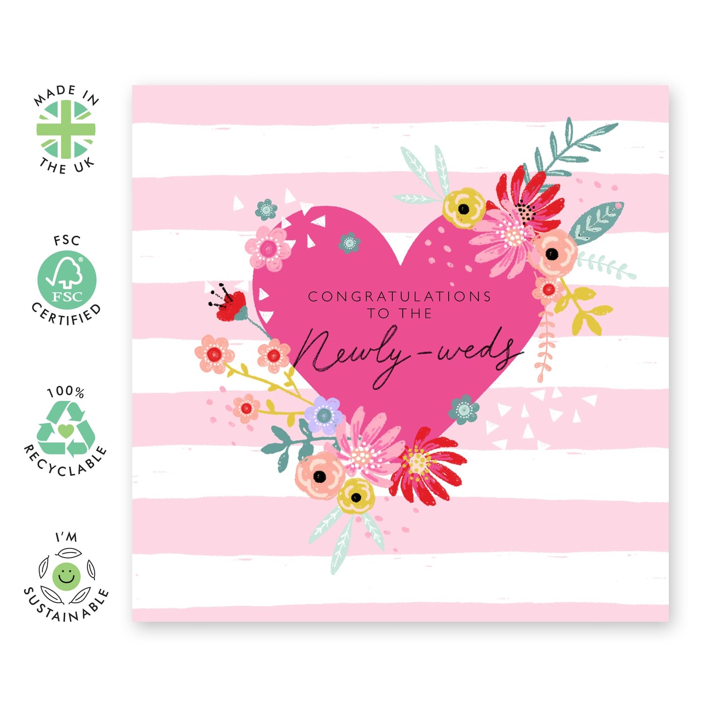 Best Wishes Gift For Him Her - Congrats To Newly Weds - Congratulations Card For Men Women - Wedding Cards For Bride And Groom - Floral Greeting Card - Comes With Stickers By Central 23