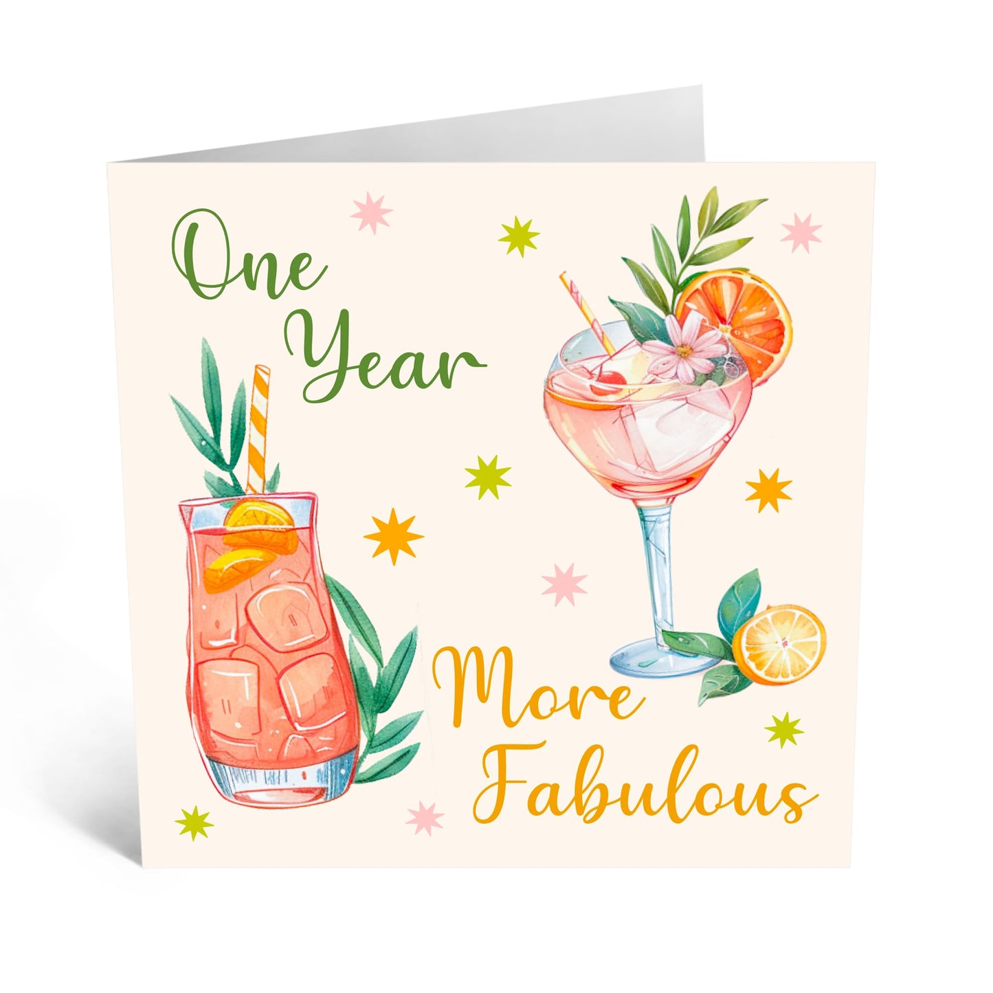 Glamorous Greeting Card - 'ONE YEAR MORE FABULOUS' - Perfect for Birthdays - Celebrate with Style and Confidence - A Chic Way to Mark Another Amazing Year - Comes With Stickers By Central 23