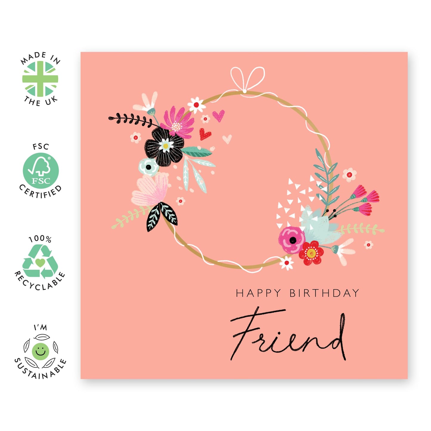 Happy Birthday Friend Cards For Her - Floral Friend Cards For Woman Female - Friends Birthday Card - Friend Gifts For Women - Comes With Cute Stickers - By Central 23