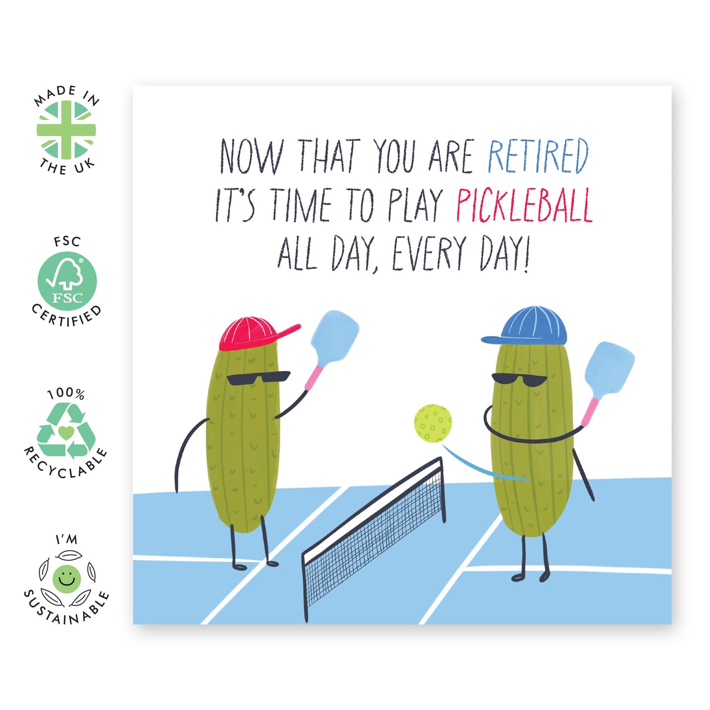 Congratulations Card For Colleagues - Retired Pickleball - Retirement Cards For Men Women - Gift From Coworker - Comes With Stickers By Central 23