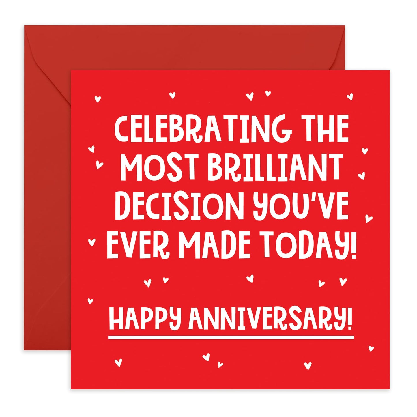 Greeting Card - 'BEST DECISION ANNIVERSARY' - Perfect for Celebrating the Choice of Love & Commitment - Ideal for Adding a Touch of Appreciation to Your Special Day - Comes With Stickers By Central 23