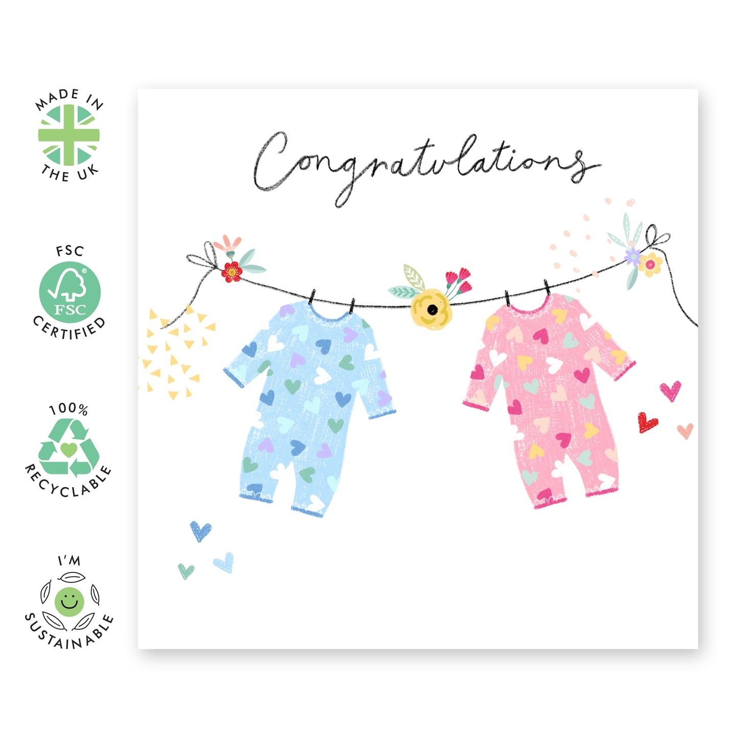 Baby Shower Card For New Baby Boy Or Girl - Congratulations Card For New Parents - Gender Reveal - New Baby Card Unisex - Newborn - Comes With Stickers - By Central 23