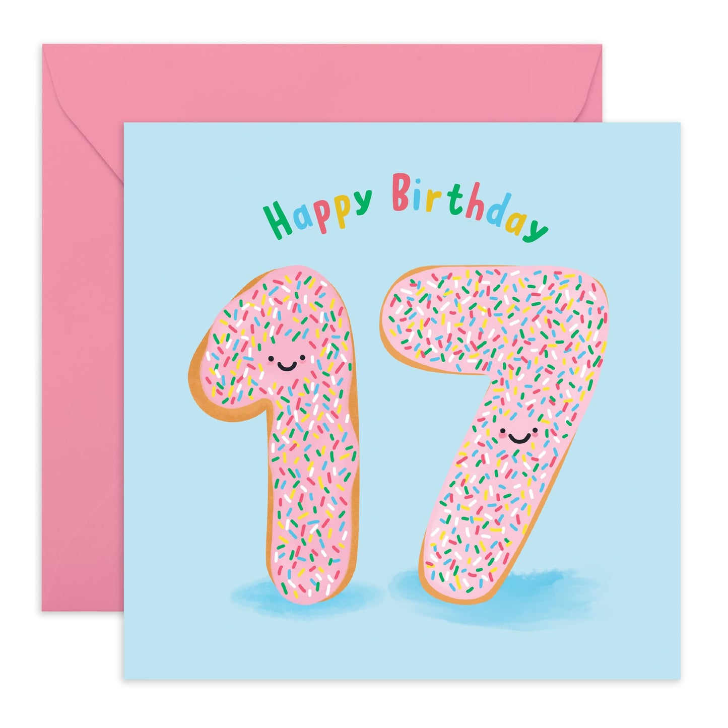 17th Birthday Cards For Kid - Donut Age 17 - Girl Birthday Card Seventeen Year Old - Happy Birthday Card For For Son Daughter - Gifts Boys Girls Niece Nephews - Comes With Fun Stickers By Central 23
