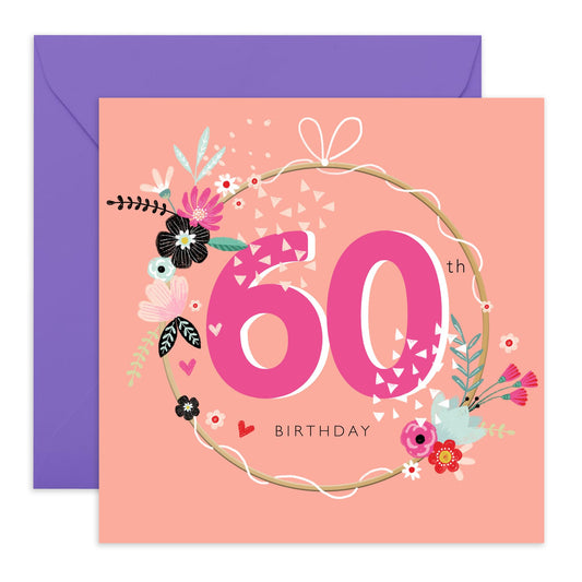 60th Birthday Cards For Women - Milestone Cards For Wife Grandma - Happy Sixtieth Birthday Card For Her - Sixty Year Old Gifts For Friends Sister Mum - Comes With Fun Stickers By Central 23