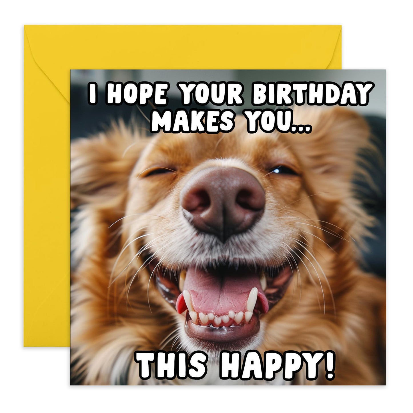 Funny Dog Birthday Card - 'Dog Happy' - Gifts for Friends, Him, Her, Besties, Buddies, Mate, Family, Colleagues, Coworkers - Comes with Fun Stickers