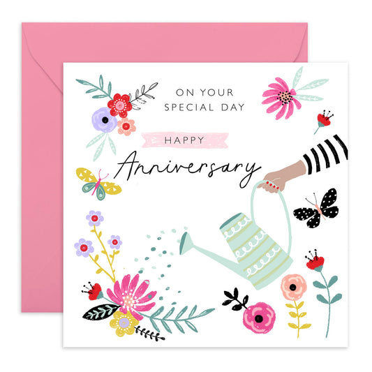 Anniversary Card For Couple - Aniversary Watering Can Floral - Wedding Anniversary Card Husband Wife - You Are Loved Cards - Greeting Cards Girlfriend Boyfriend- Comes With Fun Stickers By Central 23