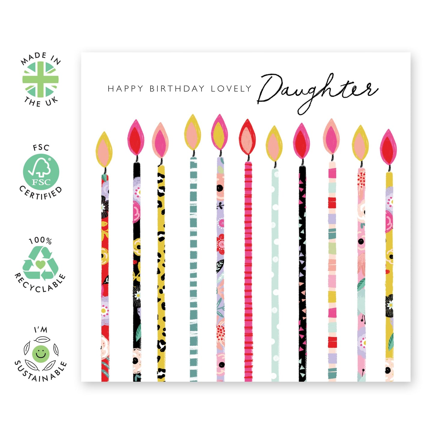 Happy Birthday Daughter Card - Lovely Daughter Greeting Card - Birthday Cards For Women - Floral Love Cards For Her Female - Sweet Gifts For Girls - Comes With Stickers By Central 23
