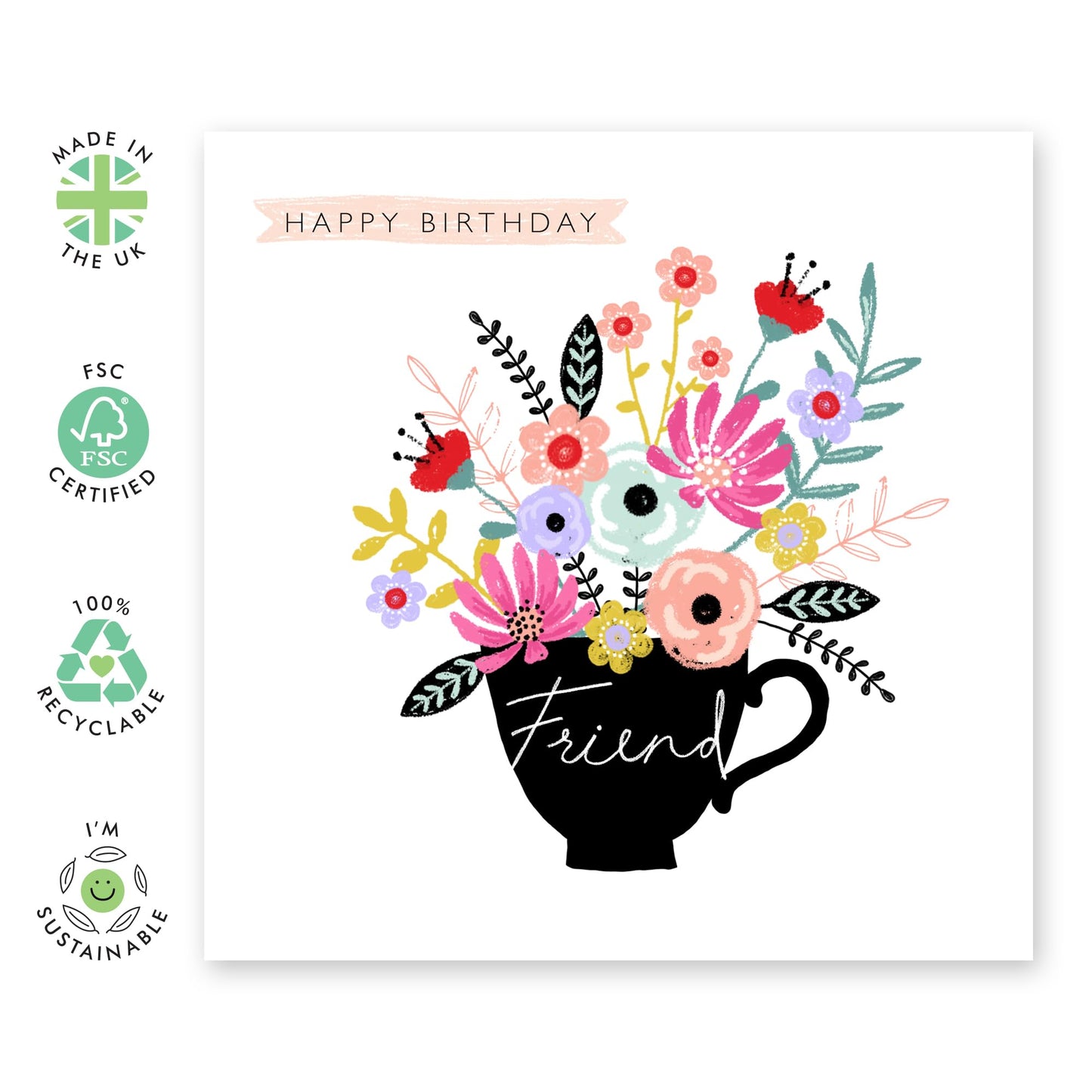 Floral Cards - Gifts For Friends Women Presents - Friend Birthday Cards For Her Womoan - Floral Gift For Female Friends - Comes With Cute Stickers - By Central 23