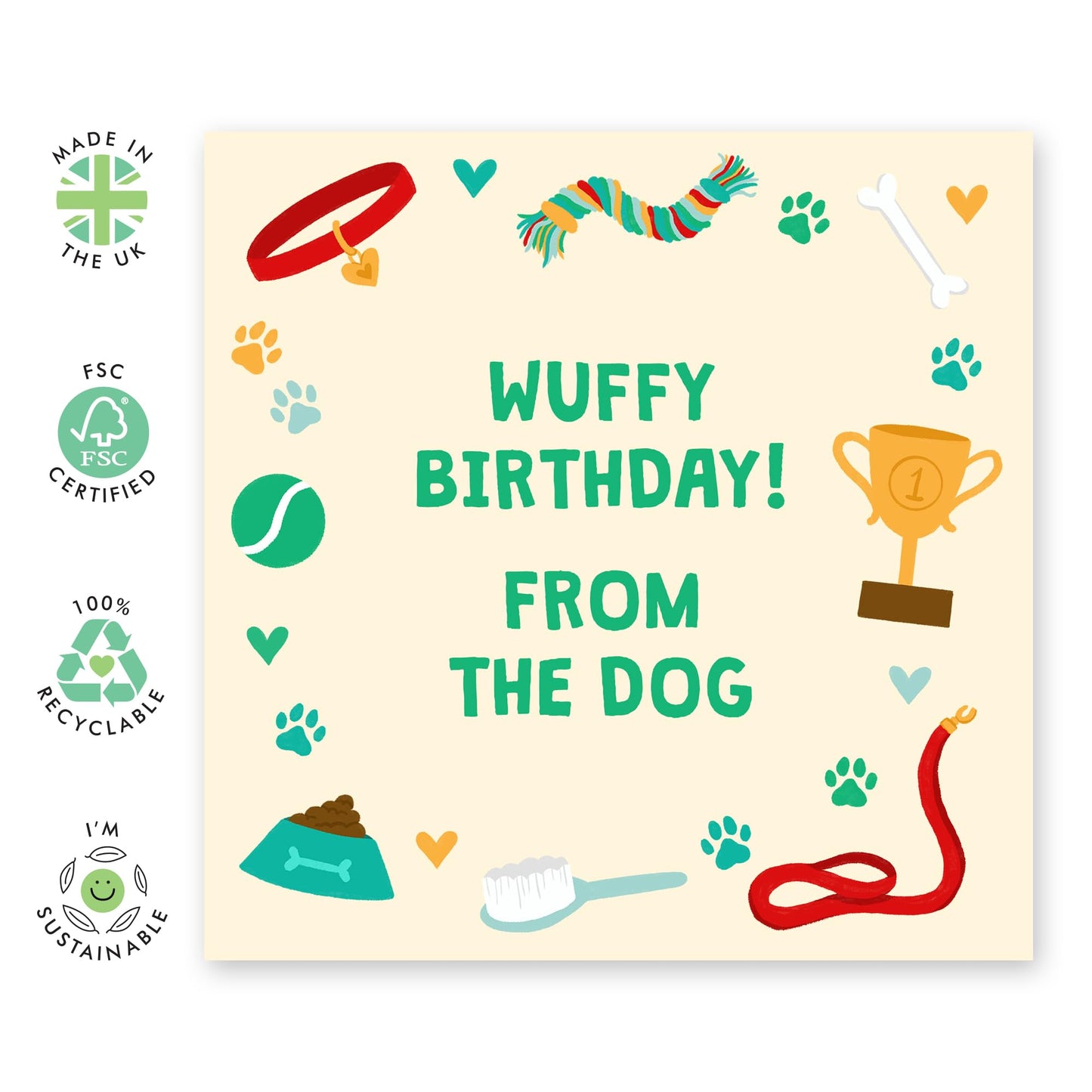 Dog Birthday Card For Men Women - Wuffy Birthday - Fun Bday Greeting Cards From Pet - Cute Gifts For Dog Mum Or Dad - Fur Parents - Comes With Stickers - By Central 23