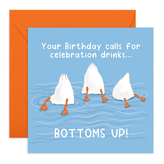 Best Friend Birthday Card - Bottoms Up - Humorous Birthday Cards For Men And Women - Friendship Gifts For Him Her - Friends Birthday Card - Comes With Fun Stickers By Central 23