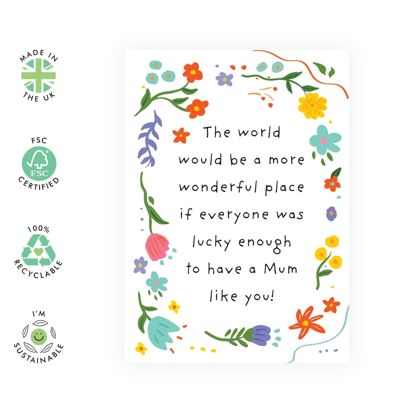 Birthday Card For Mum - 'Lucky To Have You' - Sweet Thoughtful Words For Her - I Love You Gifts For Mama, Mummy, Ma, Mam - Mothers Day Card from Son Daughter -Comes With Stickers And Envelope