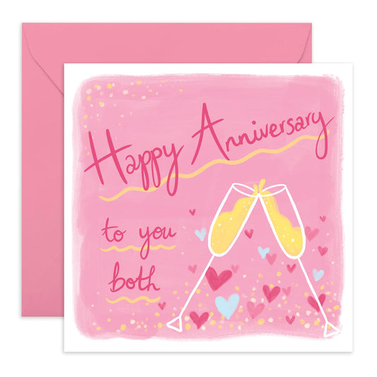 Anniversary Card For Couple - Happy Anniversary To You Both! Champagne Cheers! - Wedding Anniversary Card For Son And Daughter In Law - Gifts For Friends Mom Dad - Comes With Stickers By Central 23