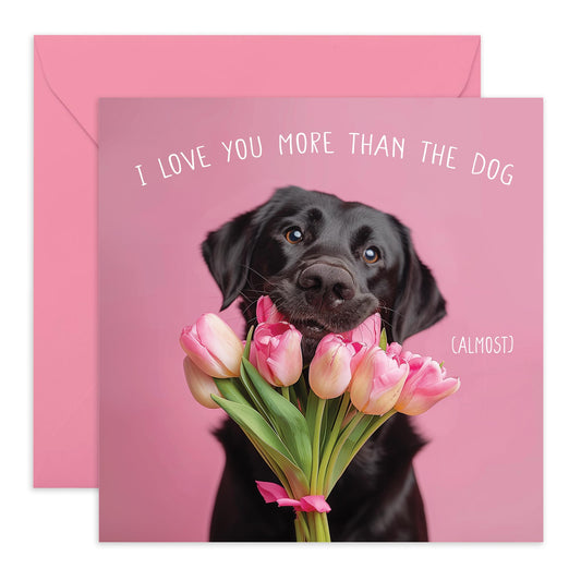Greeting Card - LOVE YOU MORE THAN THE DOG - Perfect for Adding a Touch of Humor and Heartfelt Affection - Ideal for Celebrating Your Special Bond with a Fun Twist - Comes With Stickers By Central 23
