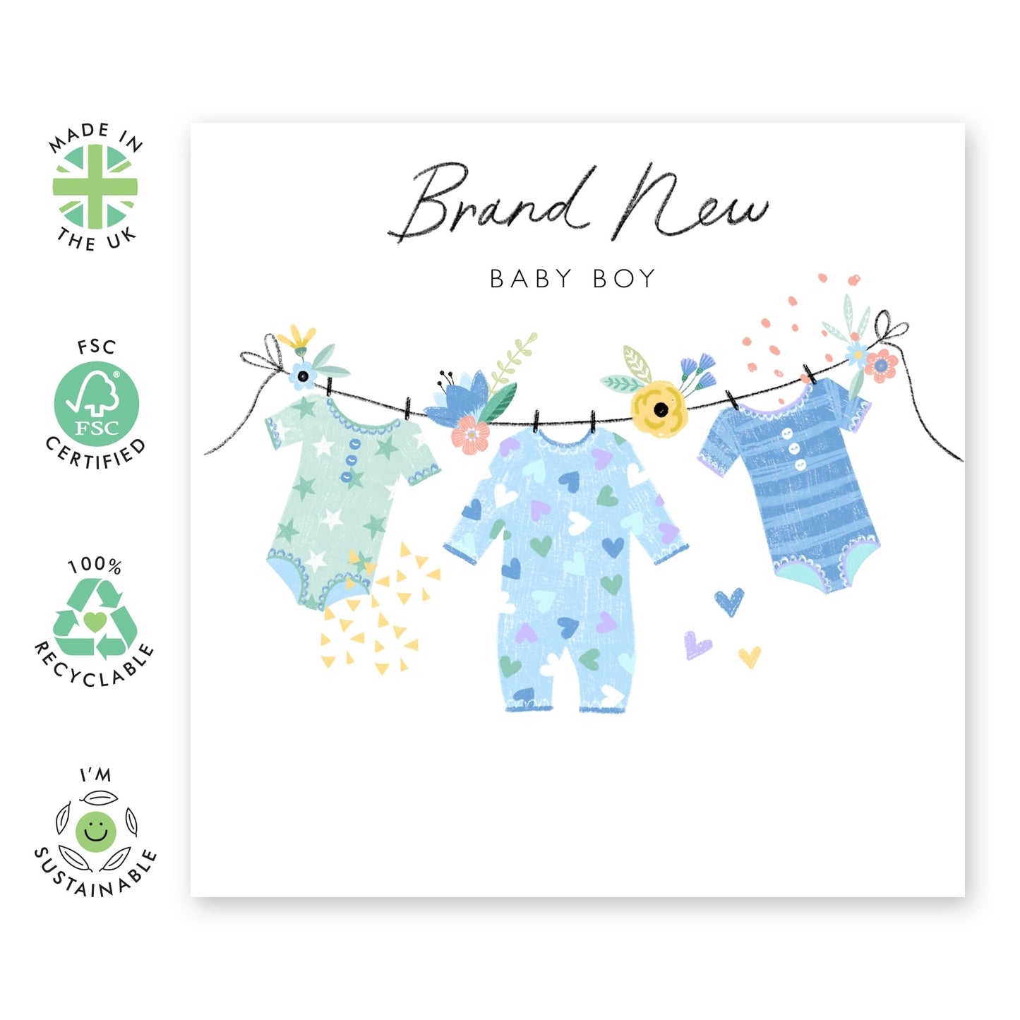 Congratulations Baby Boy Card - Cute Greeting Cards For New Mum And Dad - Expecting Baby On The Way Pregnancy Newborn Baby - Baby Shower Gifts - Comes With Stickers - By Central 23