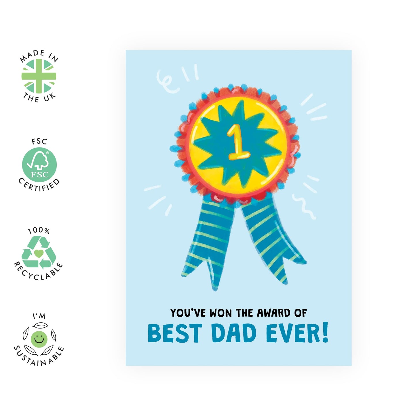 Dad Bday Card - No.1 Dad - Father's Day Cards From Daughter Son - Happy Birthday Card For Dad - Appreciation Thank You Gifts For Him Men Pop Papa Daddy - Comes With Fun Stickers By Central 23