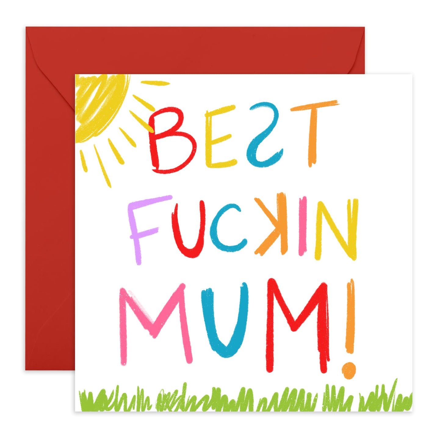 Bold Greeting Card for Her - 'BEST FU*KIN MUM' - Colourful Appreciation for Mama, Mam, Ma, Mummy, Her, Ladies, Women from Son Daughter Husband - Mothers Day Card Gift -Comes With Stickers