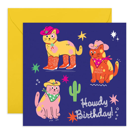 Funny Cat Birthday Card - Howdy Birthday - Now Show Me Your Kitties - Hilarious Gifts For Pet Owners Fur Dad - Gifts For Him Her Men Women - Comes With Fun Stickers By Central 23