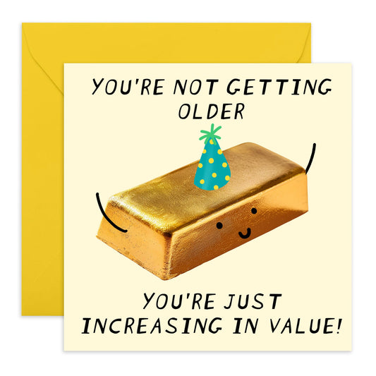 Cute Happy Birthday Card - 'Increasing In Value' - Personalised Gifts for Wife, Husband, Mum, Dad, Parents, Auntie, Uncle - Precious Like Gold - Comes with Fun Stickers