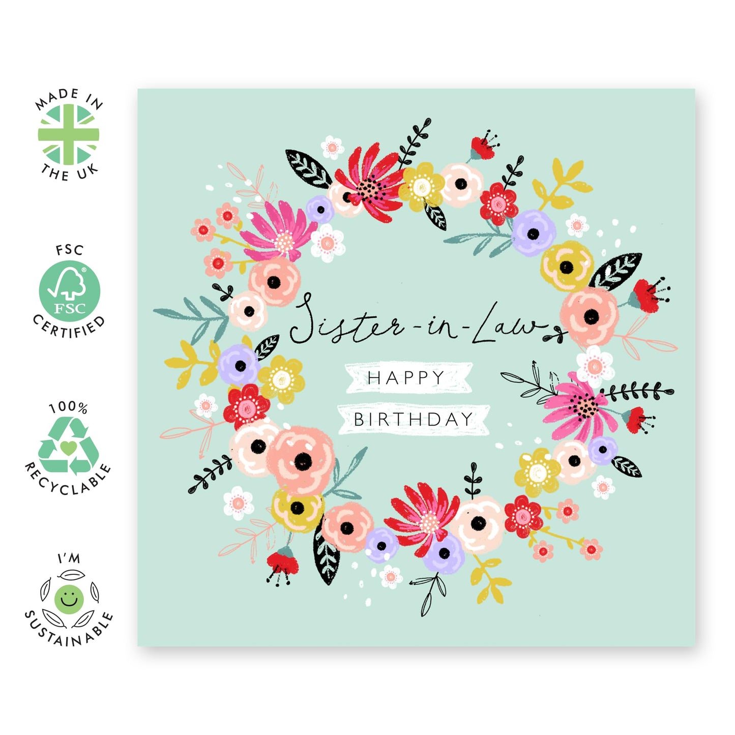 Flower Bouquet Card For Sister In Law - Pretty Floral Cards - Love Cards For Her - Sister-in-law Gifts Presents - Happy Birthday Greeting Cards For Women - Comes With Stickers By Central 23