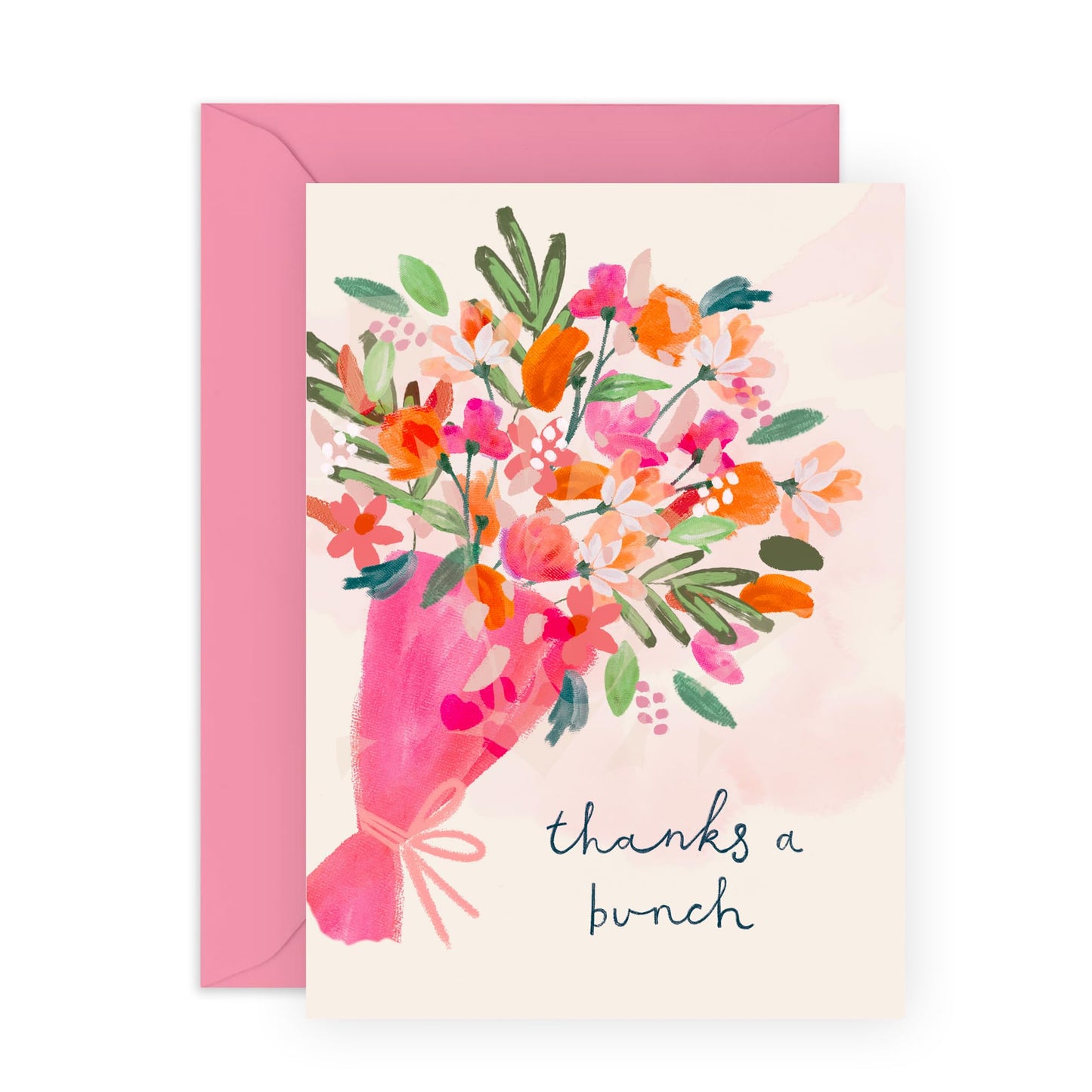 Thank You Greeting Cards For Women - Thanks A Bunch Watercolour - Cute Appreciation Cards For Her - Bouquet Cards- Gift For Mummy Mum - Gift For Woman - Comes With Fun Stickers - By Central 23
