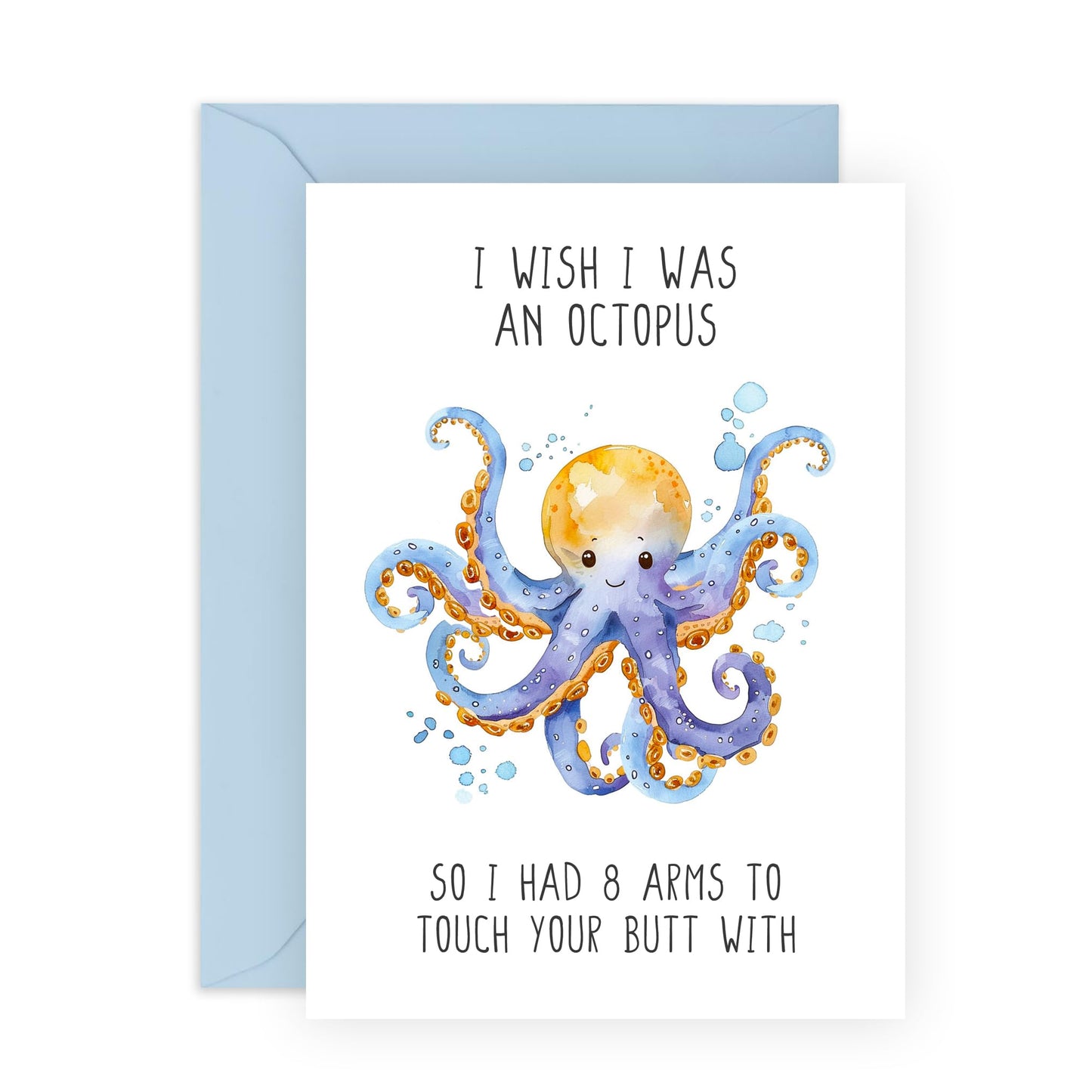 Birthday Card For Him Her - Octopus 8 Arms To Touch Your Butt - Valentines Day Card Girlfriend Boyfriend - Gift For Fiance - Anniversary Card Couple - Husband Wife - Comes With Stickers By Central 23