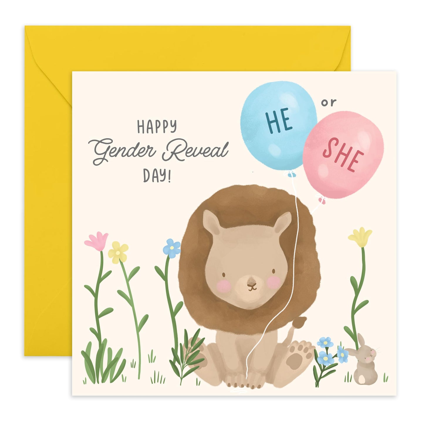 Celebration Greeting Card Animals - 'Gender Reveal Day' - Gifts for New Parents, Mum, Dad, Friends, Welcoming New Family - He or She - Comes with Fun Stickers