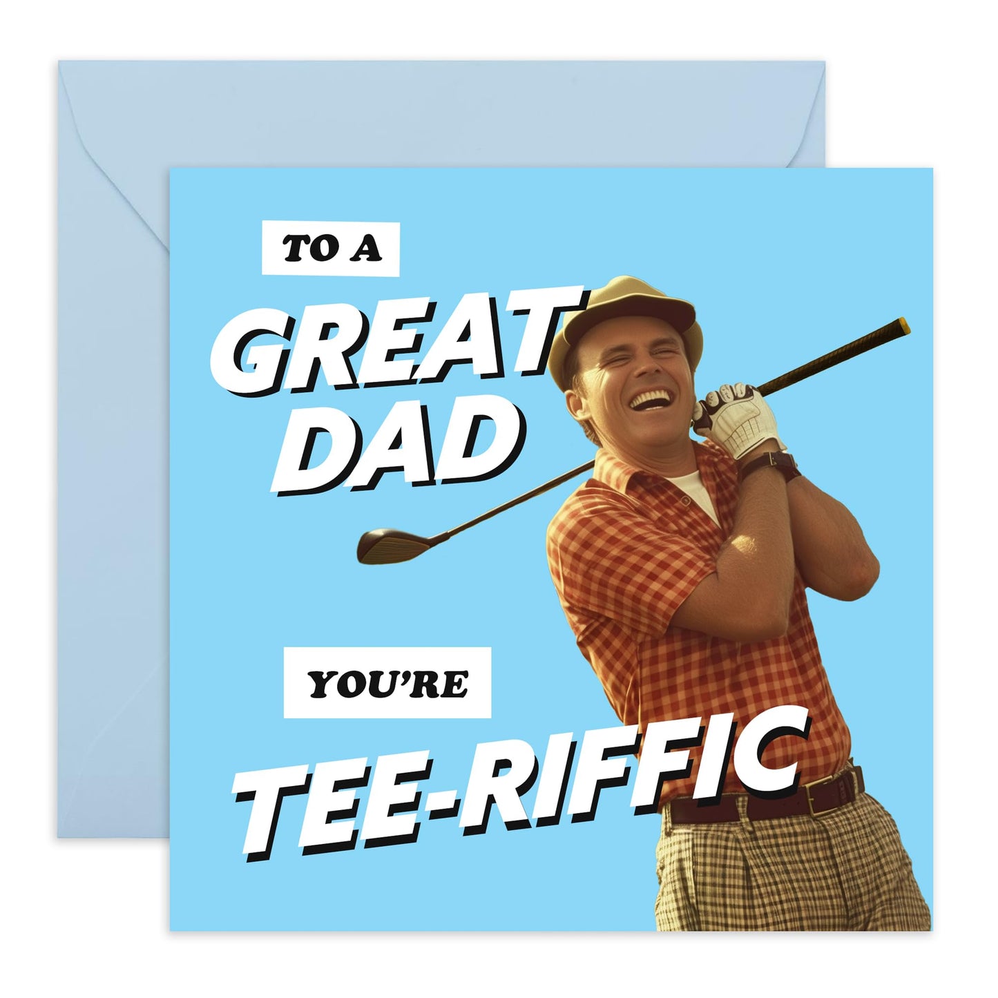 Dad Birthday Card Funny - To A Great Dad - Golf Birthday Cards For Men - Father's Day Card - Papa Birthday Cards - Dad Gifts From Daughter Or Son - Comes With Stickers - By Central 23