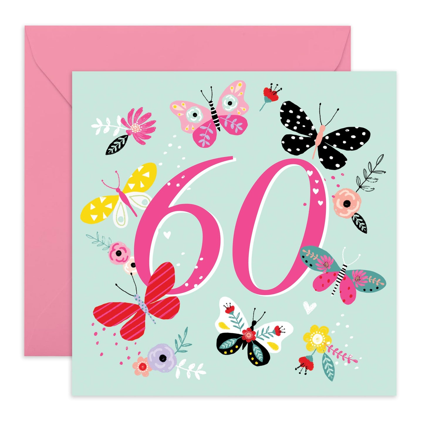Butterfly Birthday Cards For Women Age Sixty - Sixtieth Birthday Card For Her - Pretty Butterflies Gifts - Happy 60th Bday Card For Mum Aunt Friends Nan - Comes With Fun Stickers By Central 23