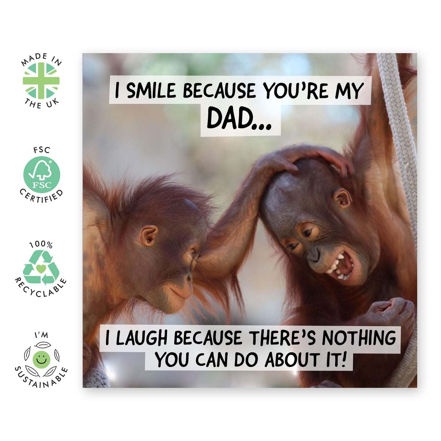 Funny Greeting Card - 'SMILE BECAUSE YOU'RE MY DAD' - Perfect for Any Occasion with a Heartfelt Design - Ideal for Expressing Love and Appreciation to a Special Dad - Comes With Stickers By Central 23