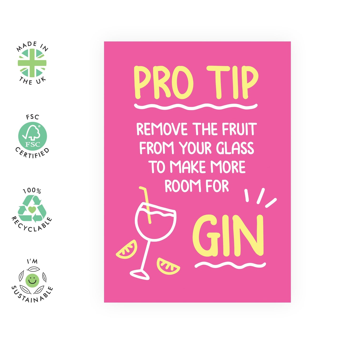 Funny Birthday Card Drinking Tips - "Gin Pro Tip" - Presents for BFF, Besties, Coworkers, Colleagues, Friends, Sister, Ladies - Cocktails and Fun - Comes with Fun Stickers