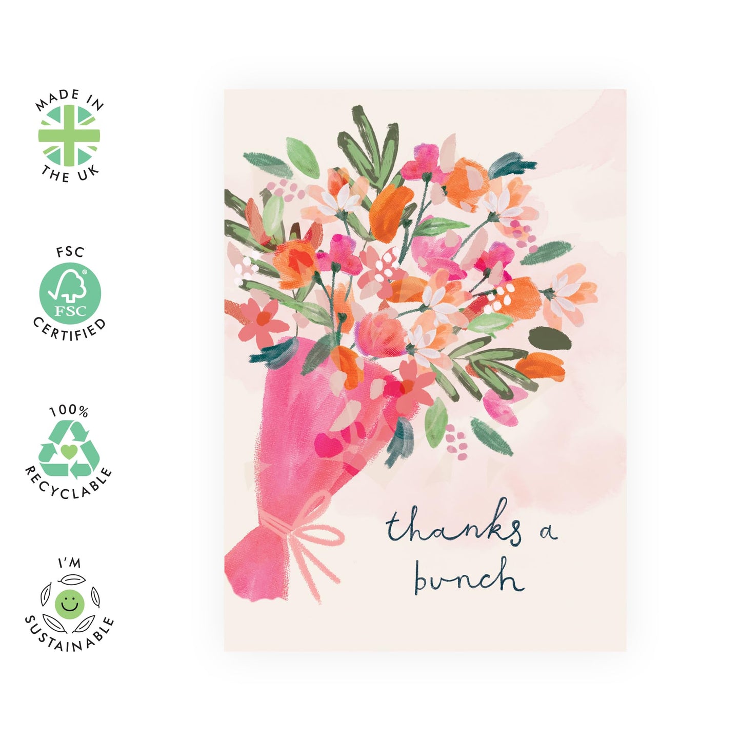 Thank You Greeting Cards For Women - Thanks A Bunch Watercolour - Cute Appreciation Cards For Her - Bouquet Cards- Gift For Mummy Mum - Gift For Woman - Comes With Fun Stickers - By Central 23