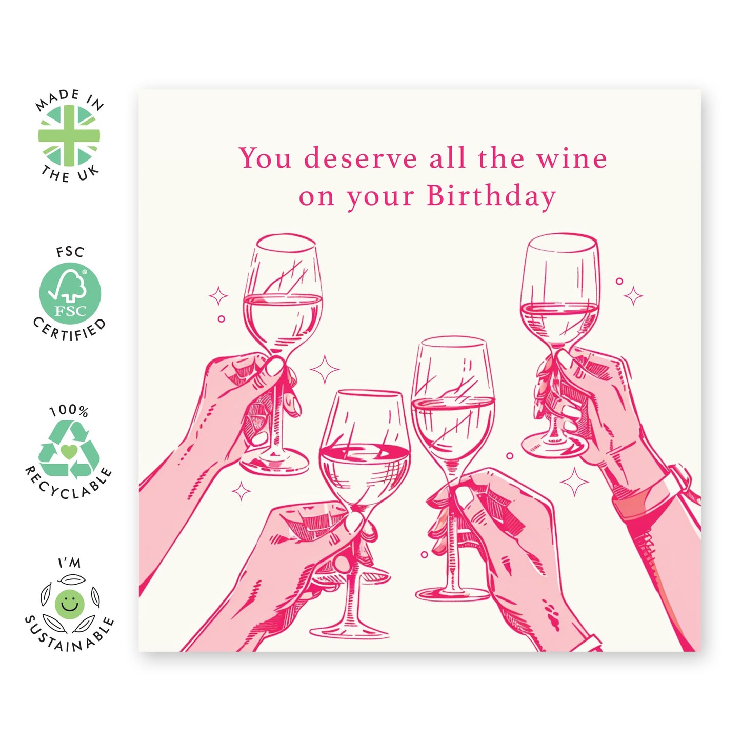 Best Friend Birthday Card - You Deserve All The Wine On Your Birthday - Cheeky Greeting Cards For Her Girls - Bestie Birthday Card Bff - Fierce Fabulous Friends - Comes With Stickers By Central 23