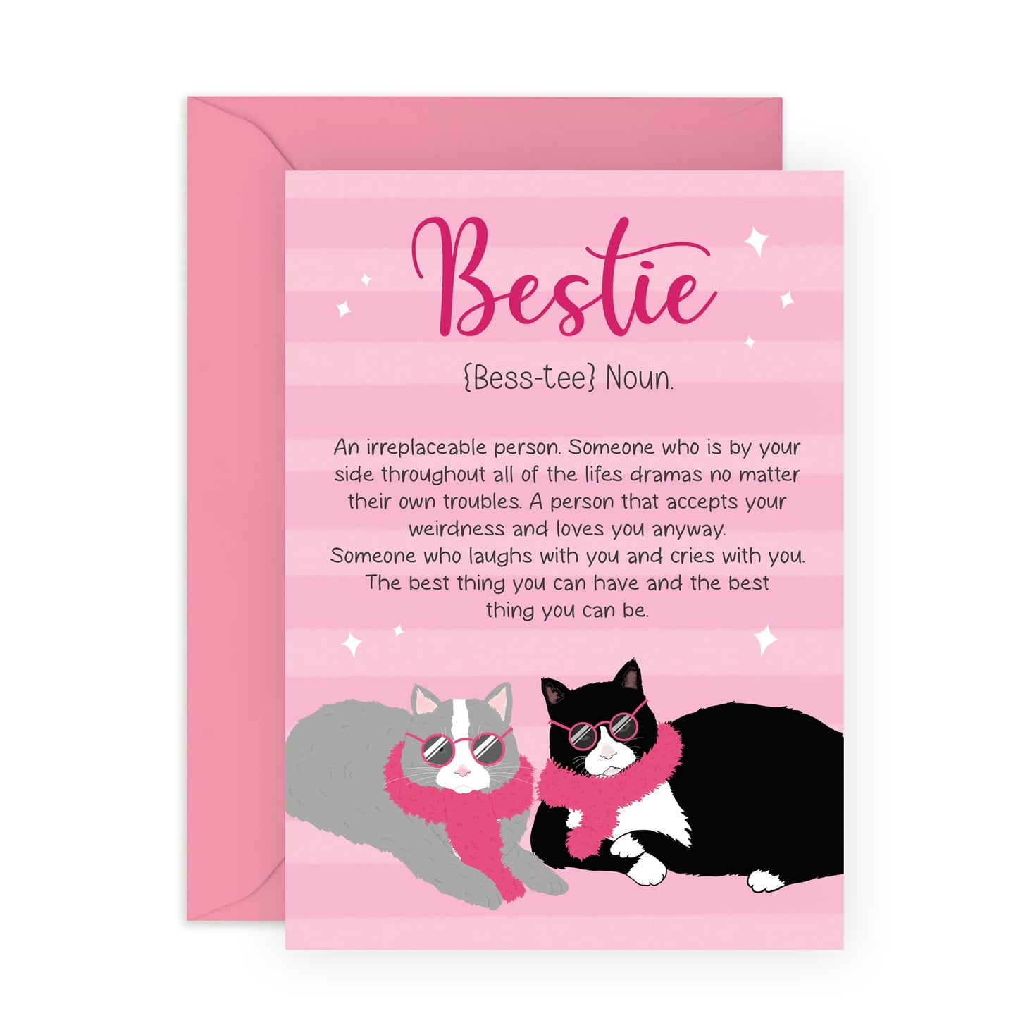 Greeting Card - 'BESTIE CATS FABULOUS' - Perfect for Celebrating a Fabulous Friendship with a Fun Twist - Ideal for Best Friends, Cat Lovers, and Fabulous Duos - Comes with Stickers By Central 23