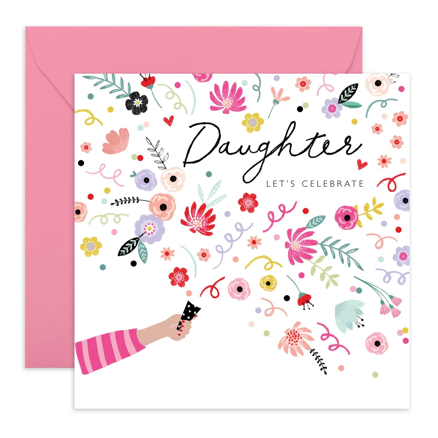 Daughter Celebration Card - Floral Cards And Envelopes For Women- Love Cards For Her - Daughter Birthday Card - Congratulations Well Done Gifts For Girls Female - Comes With Stickers By Central 23