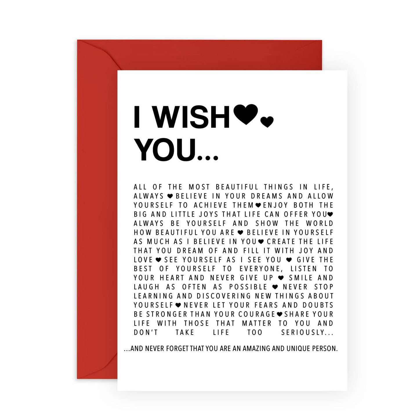 Wishing You Birthday Card - 'I Wish You…' Sweet Messages for Husband, Wife, Parent, Child, Grandparents, Girlfriend, Boyfriend - All The Best in Life - Comes with Fun Stickers