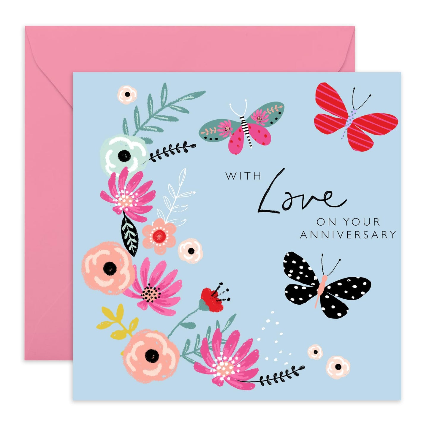 Anniversary Card For Couple Girlfriend Boyfriend - With Love Butterfly Anniversary - Wedding Anniversary Card Husband Wife - Greeting Cards For Fiance - Couple - Comes With Fun Stickers By Central 23