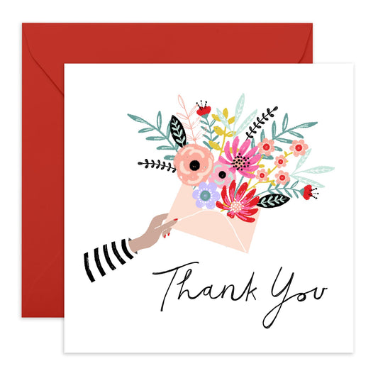 Thank You Notes And Envelopes - Floral Gifts For Her - Thank You Cards Wedding Baby Shower Christening - Floral Cards For Women Student Teacher Doctor - Comes With Stickers By Central 23