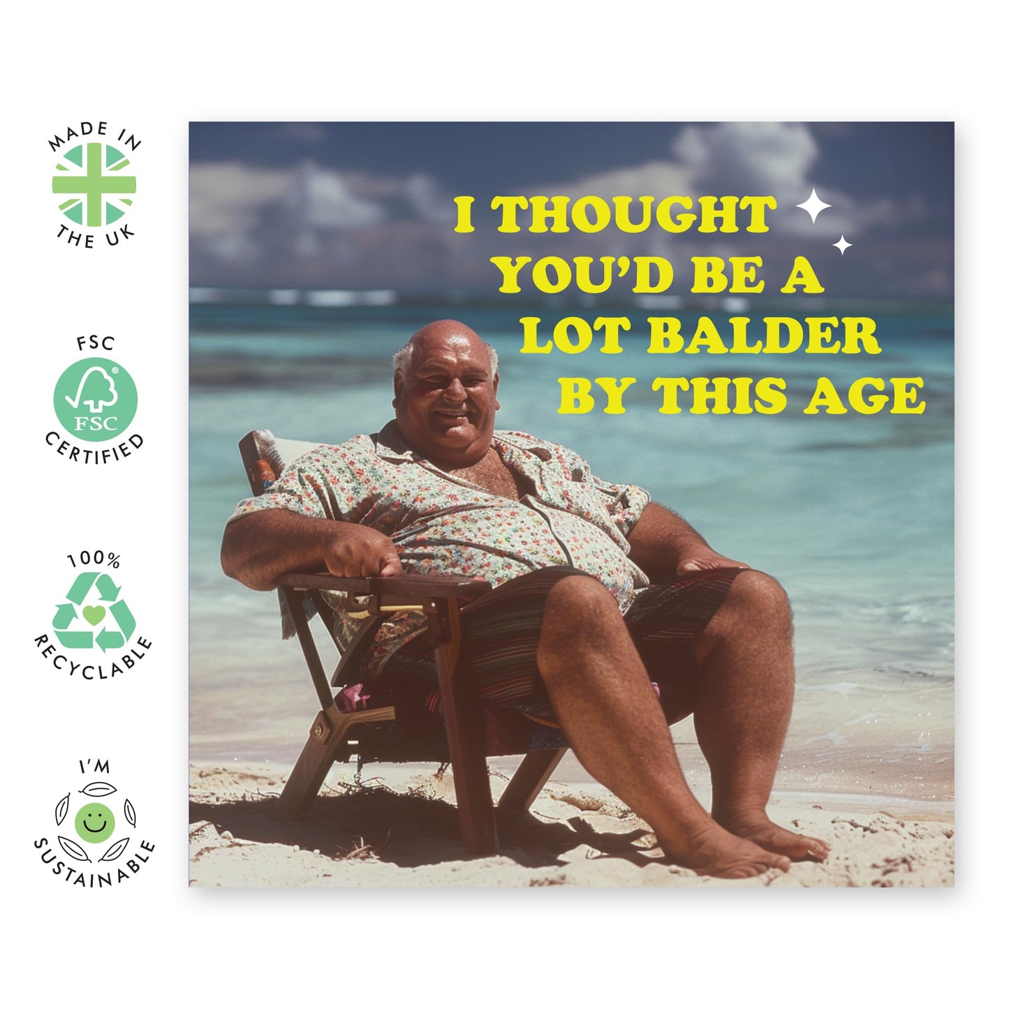 Greeting Card - 'LOT BALDER' - Perfect for Any Occasion with a Humorous Twist and Fun Design - Ideal for Celebrating a Light-Hearted Touch to Everyday Moments - Comes With Stickers By Central 23