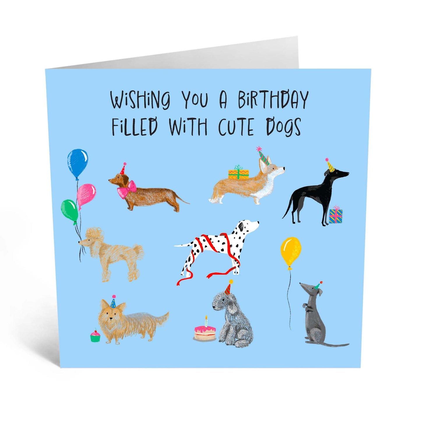 Birthday Card - 'BIRTHDAY FILLED WITH DOGS' - Perfect for Celebrating Dog Lovers on Their Special Day - Ideal for Him Her Boyfriend Girlfriend Friends Bother Sister - Comes With Stickers By Central 23