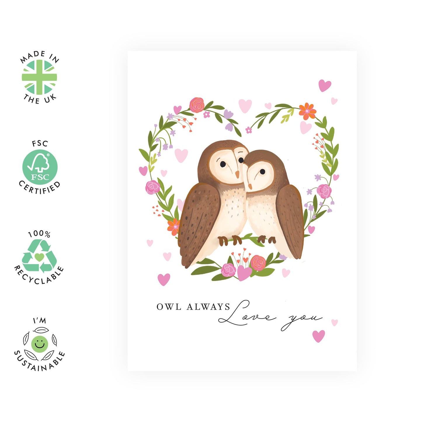 Endearing Greeting Card - 'OWL ALWAYS LOVE YOU'- Perfect for Expressing Eternal Affection with a Cute Whimsical Touch - Ideal for Romantic Occasions or Just Because - Comes with Stickers by Central 23