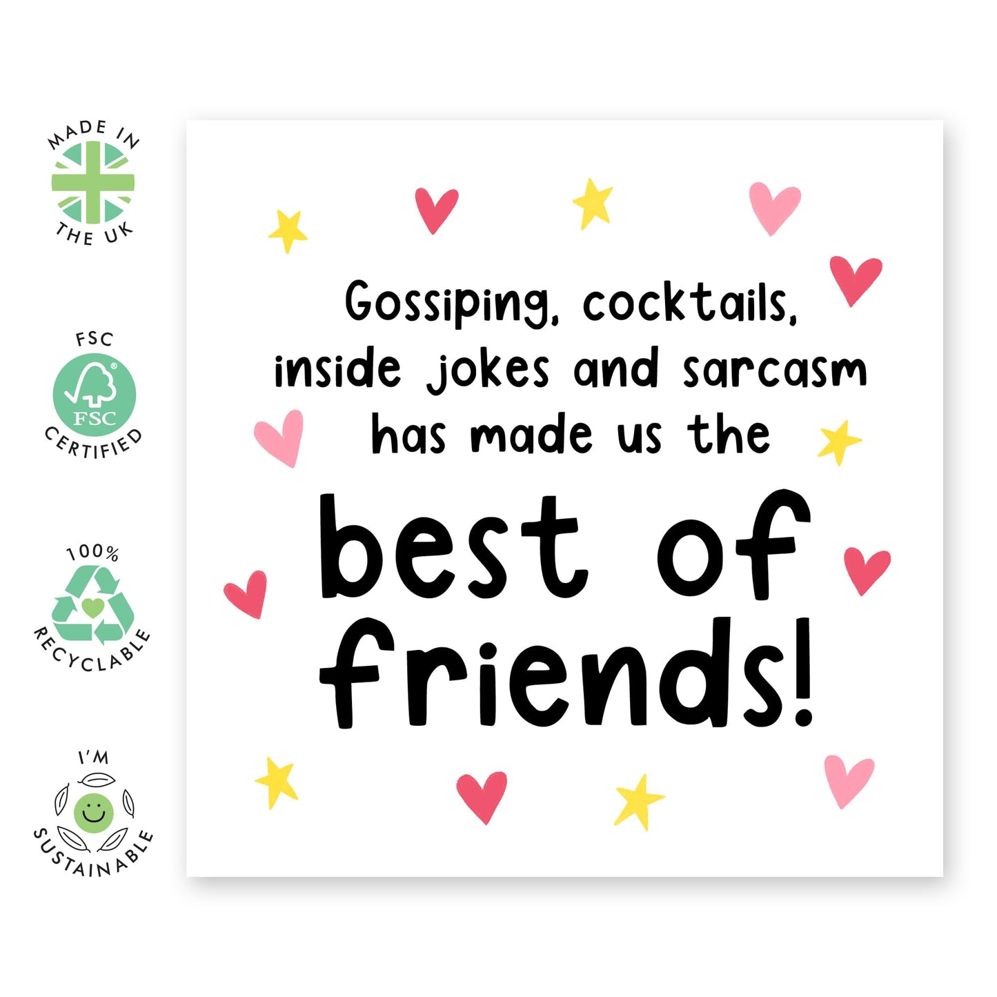Best Friend Birthday Card - Gossiping, Cocktails, Inside Jokes And Sarcasm - Funny Birthday Card For Her - Gifts For Friends Women BFF - Thank You I Love You Cards - Comes With Stickers By Central 23