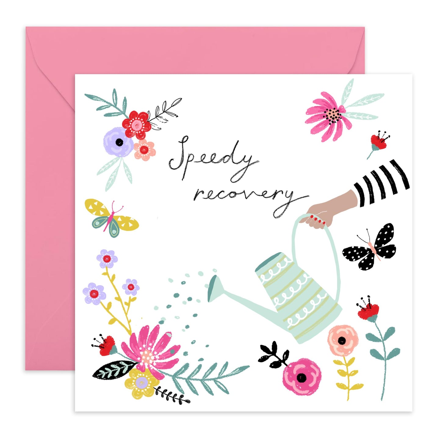 Speedy Recovery Card And Envelope - Get Well 29 - Get Well Soon Him Her - Floral Greeting Card - For Girl Friend - Encouragement Cards For Men Women - Feel Better - Comes With Stickers - By Central 23