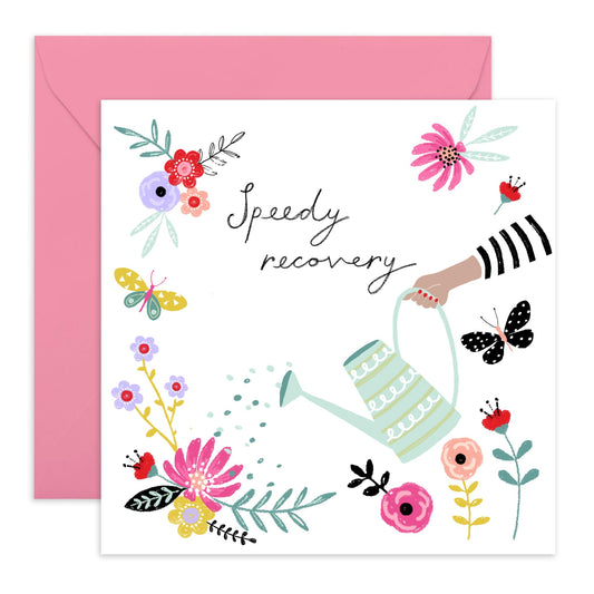 Speedy Recovery Card And Envelope - Get Well 29 - Get Well Soon Him Her - Floral Greeting Card - For Girl Friend - Encouragement Cards For Men Women - Feel Better - Comes With Stickers - By Central 23