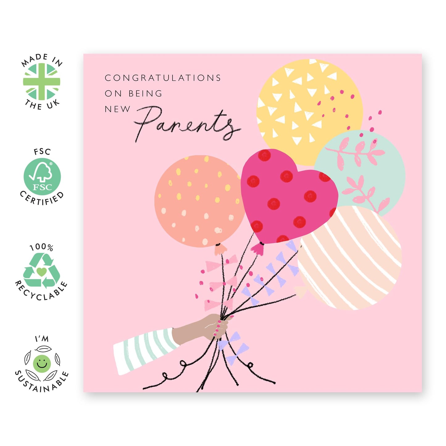New Baby Girl Card - Congratulations Card For Pregnancy Baby On The Way Welcome Home - Mum To Be Card - New Baby Card Baby Shower - Comes With Stickers - By Central 23