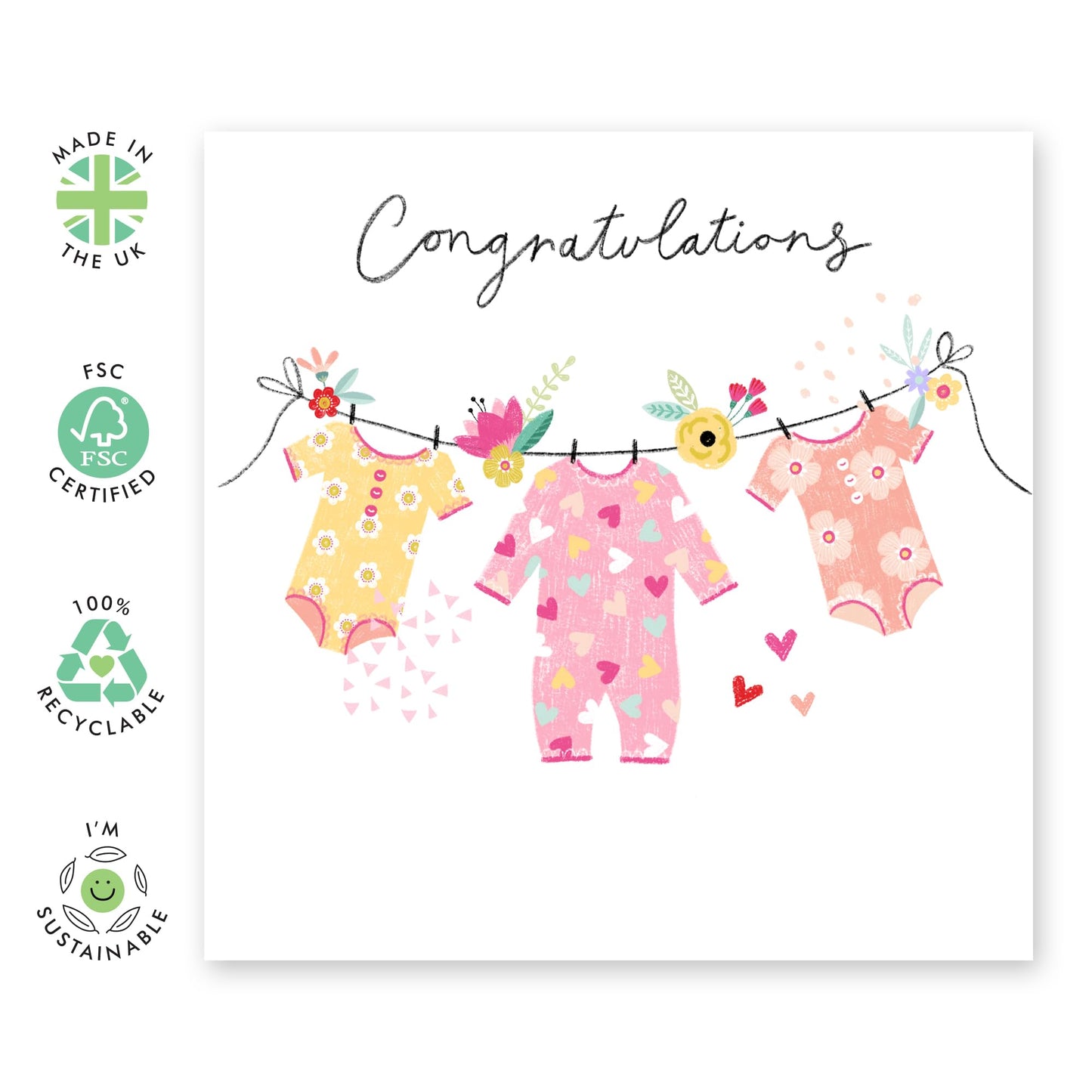 Congratulations Card For New Baby Girl - Baby Shower Cards - New Parents Gifts For Newborn Baby Daughter - Well Done Pregnancy - Welcome Home New Baby - Comes With Stickers - By Central 23