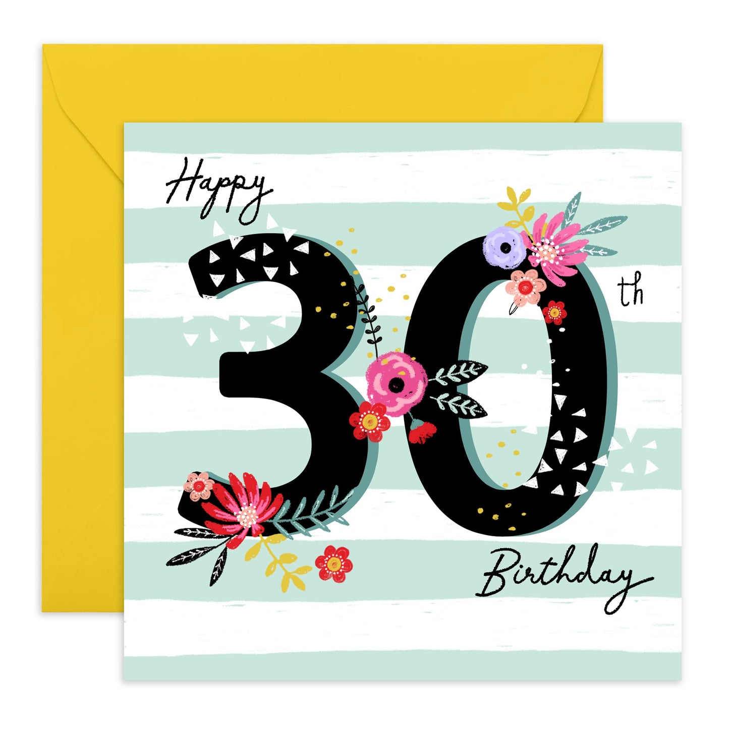 30th Birthday Card For Women - Happy 30th Birthday - Elegant Birthday Card For Mum Age 30 - Happy 30th Birthday Cards Mummy - Gifts For Friends Daughter Niece - Comes With Stickers By Central 23