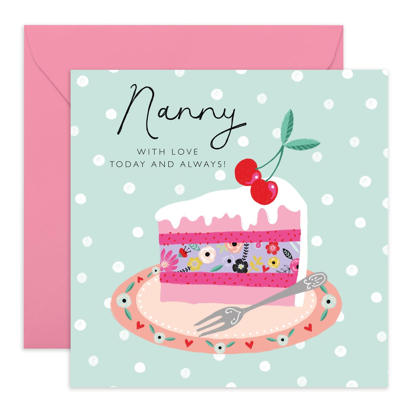 Nanny Birthday Card For Women - With Love Today And Always - Mother's Day Card Valentine's Day Thank You Appreciation Card For Her - Grandma Gifts For Her - Comes With Stickers - By Central 23