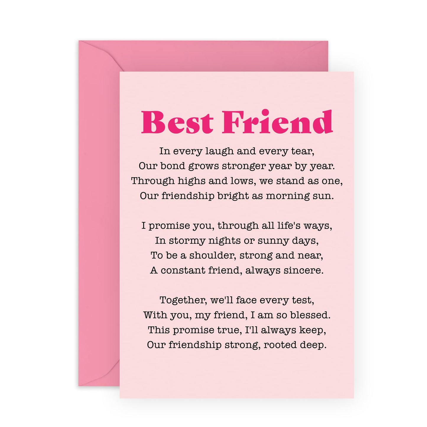 Greeting Card - 'BESTIE POEM' - Perfect for Celebrating Your Special Friend with a Heartfelt Note - Ideal for Best Friends BFFs and Anyone Who Loves Thoughtful Note - Comes with Stickers By Central 23