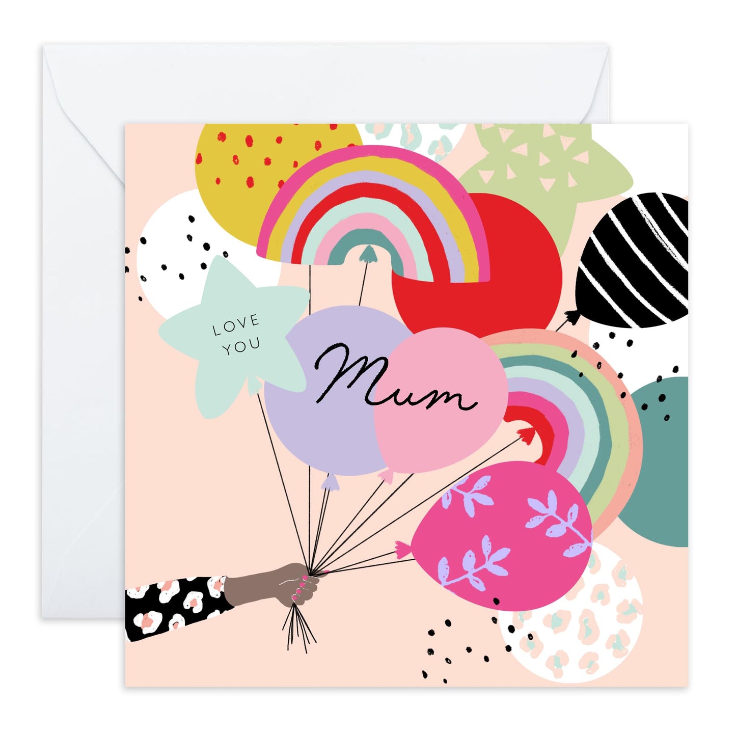 Valentines Card For Mummy - Love You Mum Balloons - Anniversary Card - Birthday Card For Mother From Son Daughter - Pretty Greeting Cards For Mum - Comes With Fun Stickers - By Central 23